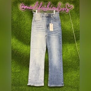 Risen High Rise Crop Straight Two Tone Jean